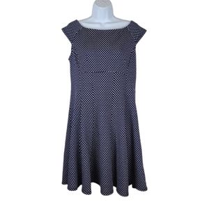 Vintage Always indigo women's navy blue polka dot dress size XL